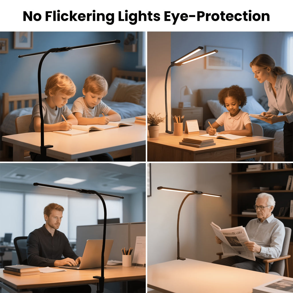 Lampe de bureau LED à pince double barre de 61,5 cm IRC 90