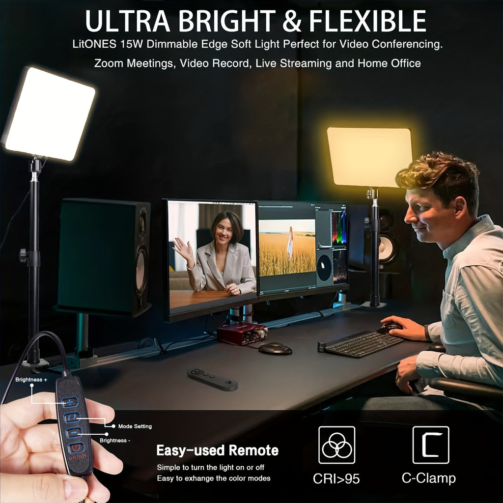 Lampe de bureau LED à pince télescopique 15 W noire IRC 95
