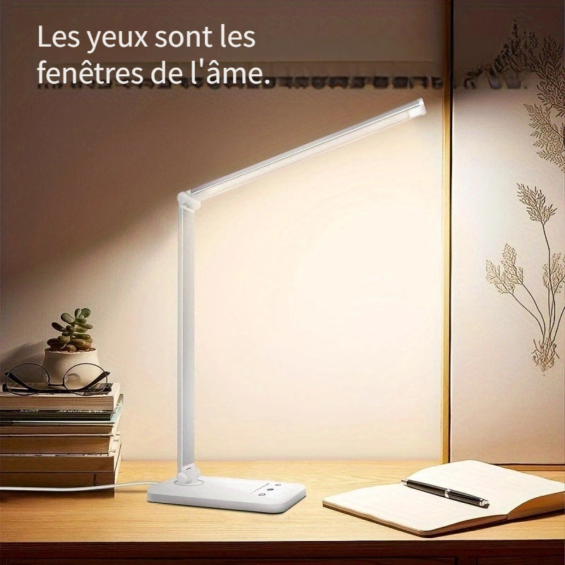 Lampe de bureau LED pliante noire en aluminium à 5 teintes