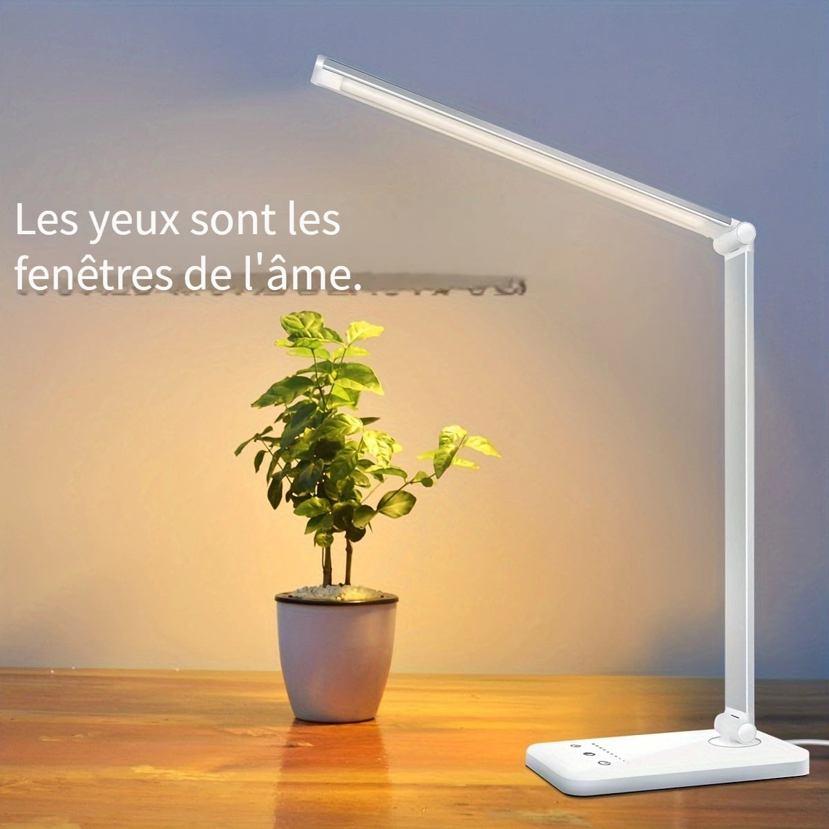Lampe de bureau LED pliante noire en aluminium à 5 teintes