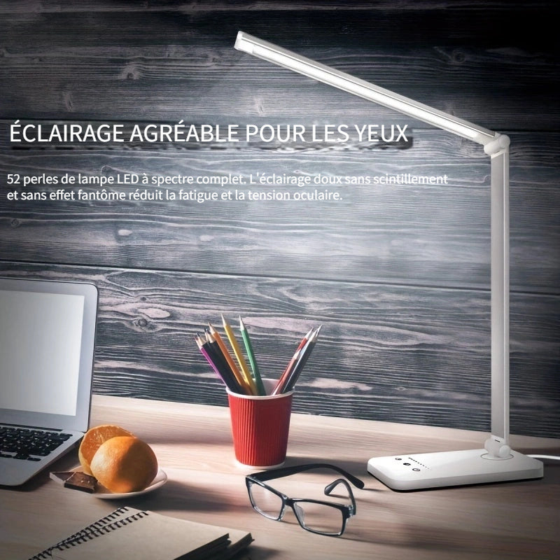 Lampe de bureau LED pliante noire en aluminium à 5 teintes