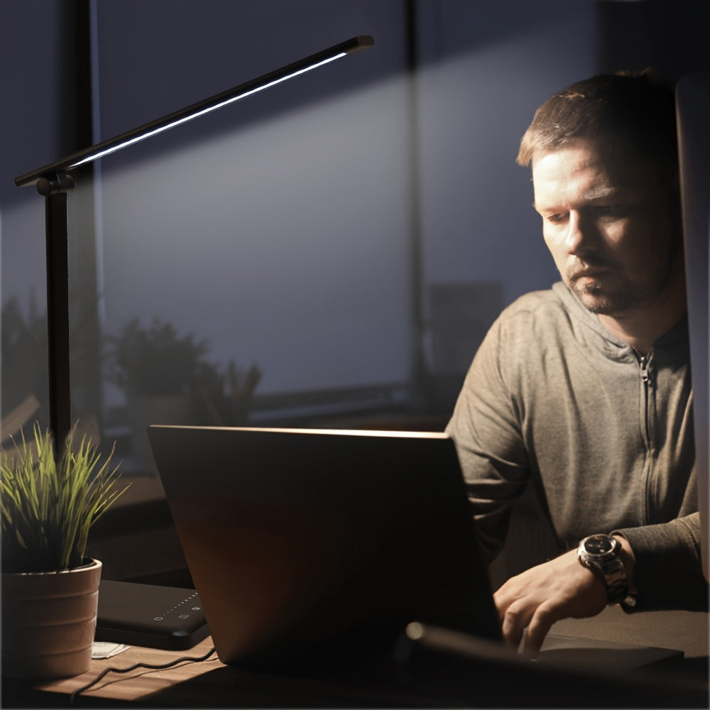 Lampe de bureau LED pliante tactile à port USB de charge