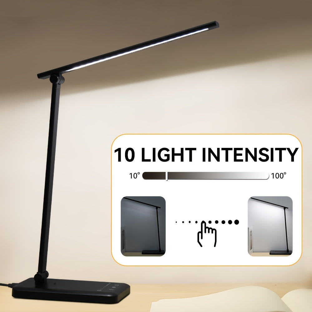 Lampe de bureau LED pliante tactile à port USB de charge