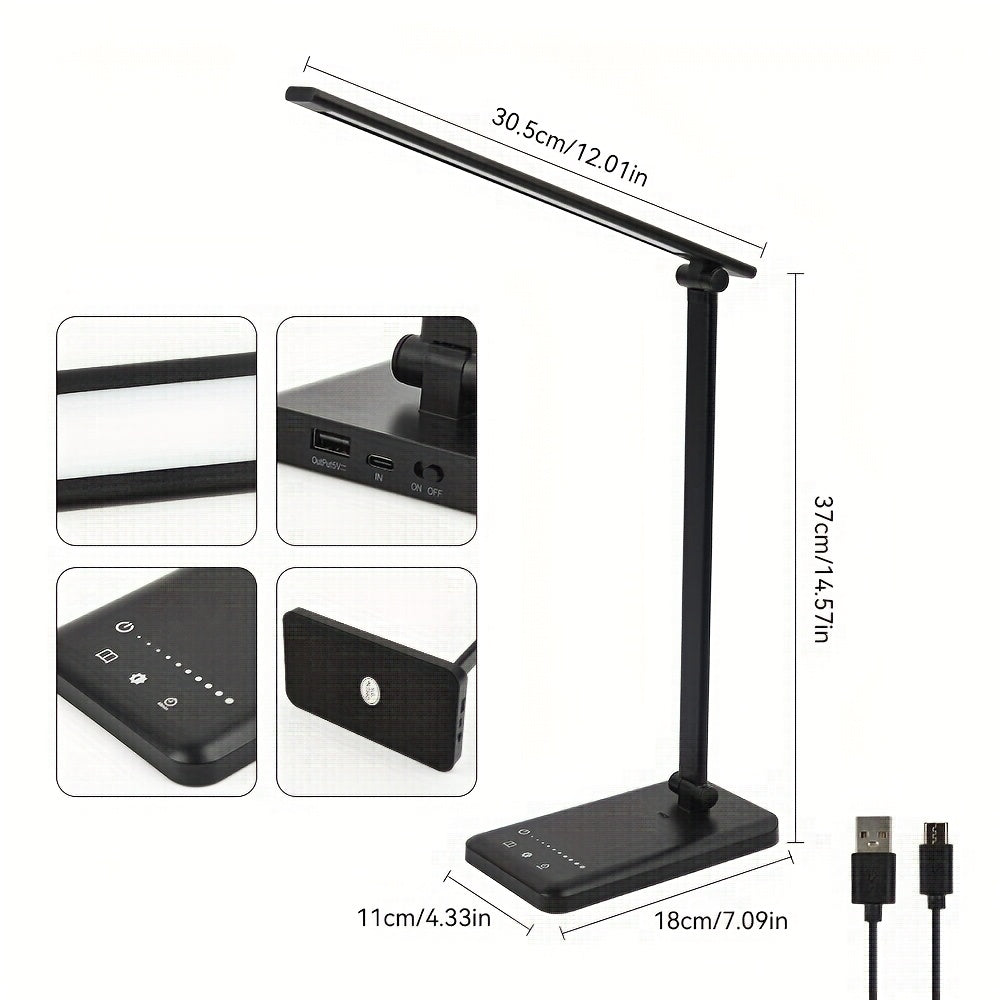 Lampe de bureau LED pliante tactile à port USB de charge