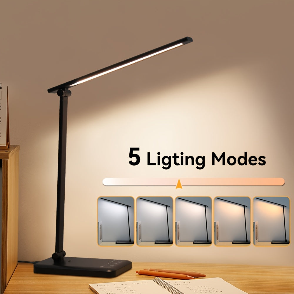 Lampe de bureau LED pliante tactile à port USB de charge