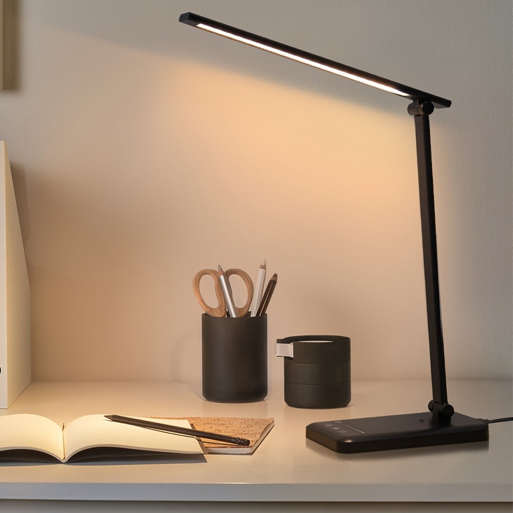 Lampe de bureau LED pliante tactile à port USB de charge