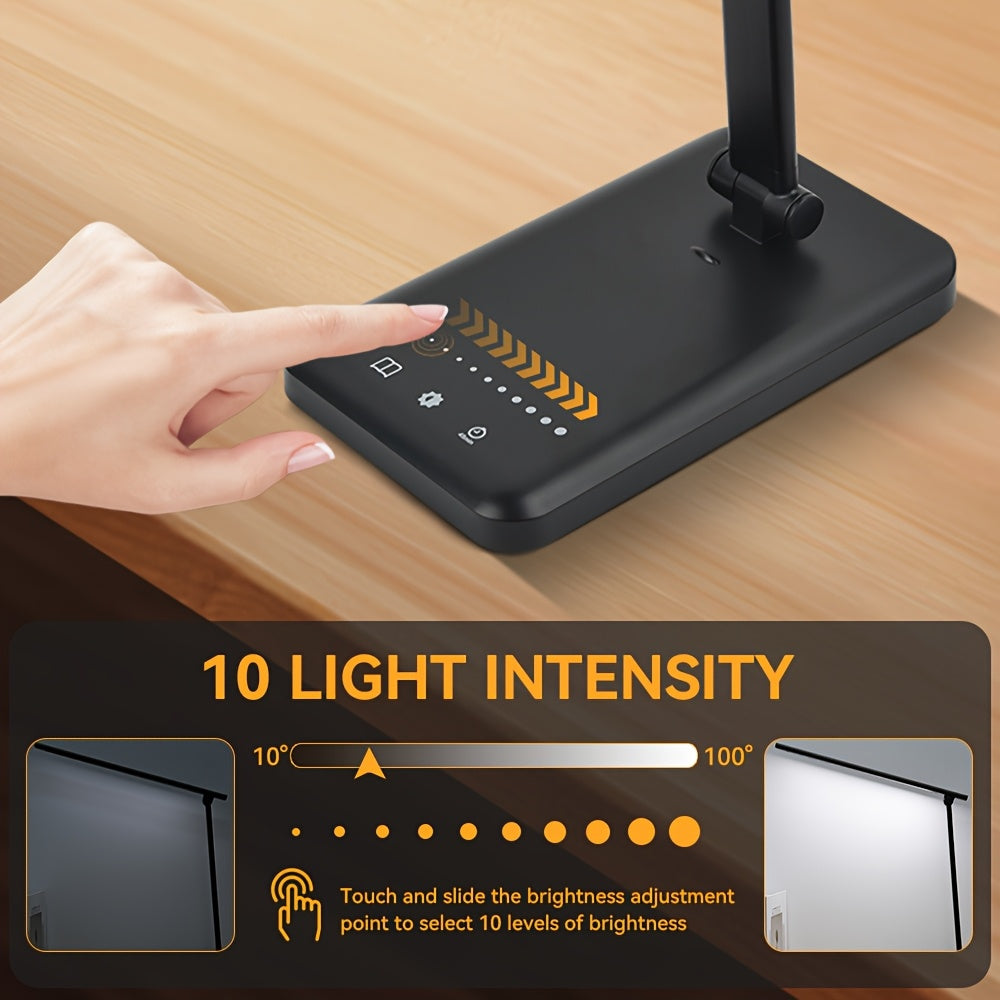 Lampe de bureau LED pliante tactile à port USB de charge
