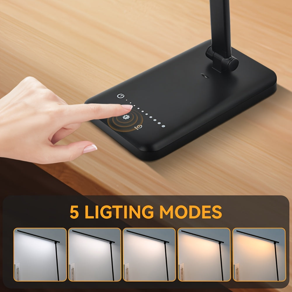 Lampe de bureau LED pliante tactile à port USB de charge