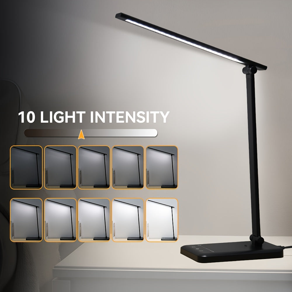 Lampe de bureau LED pliante tactile à port USB de charge