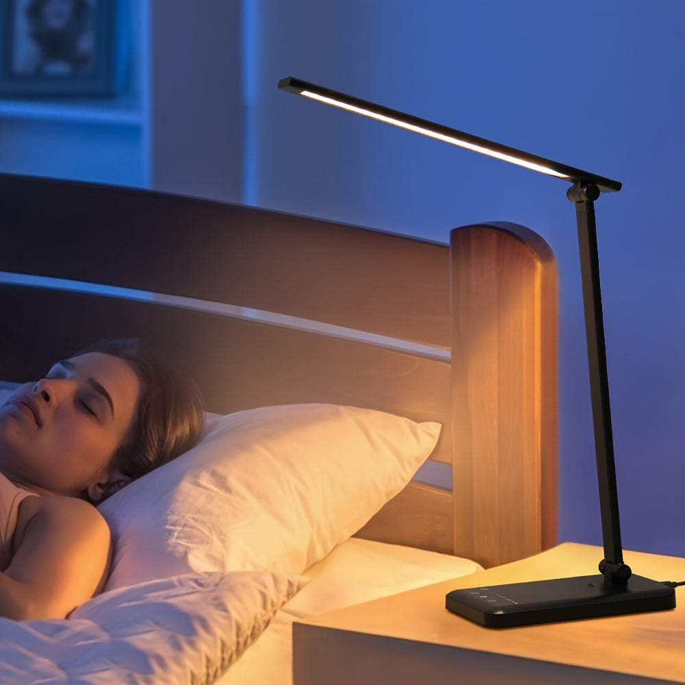 Lampe de bureau LED pliante tactile à port USB de charge