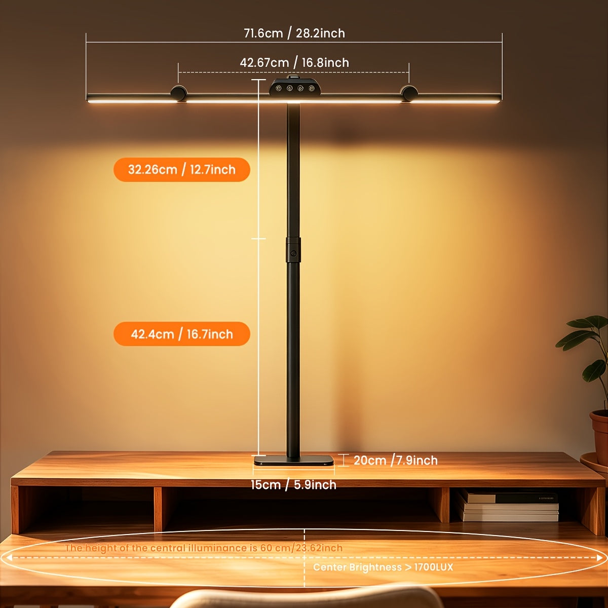 Lampe de bureau LED sur pied noire à variation continue