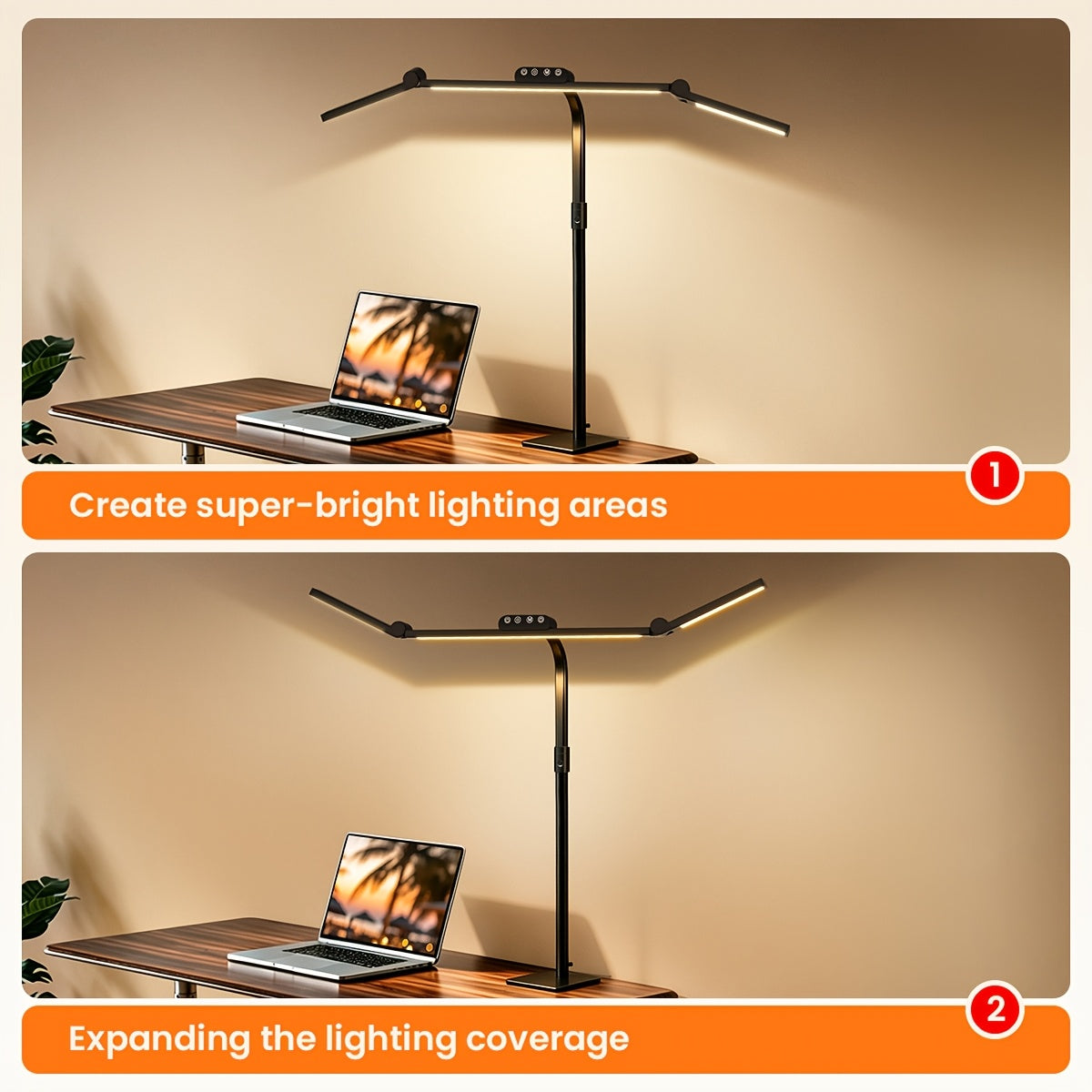 Lampe de bureau LED sur pied noire à variation continue