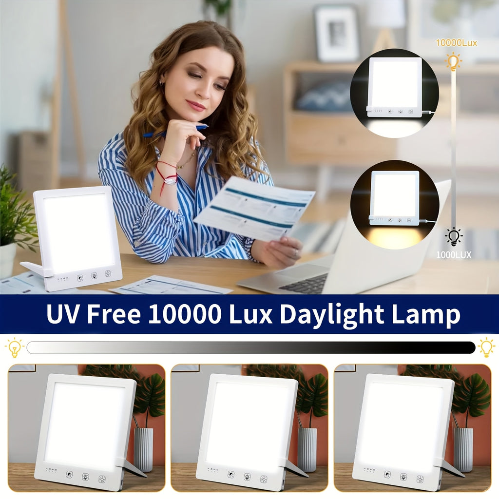 Lampe de bureau lumière du jour carrée tactile 10 000 lux