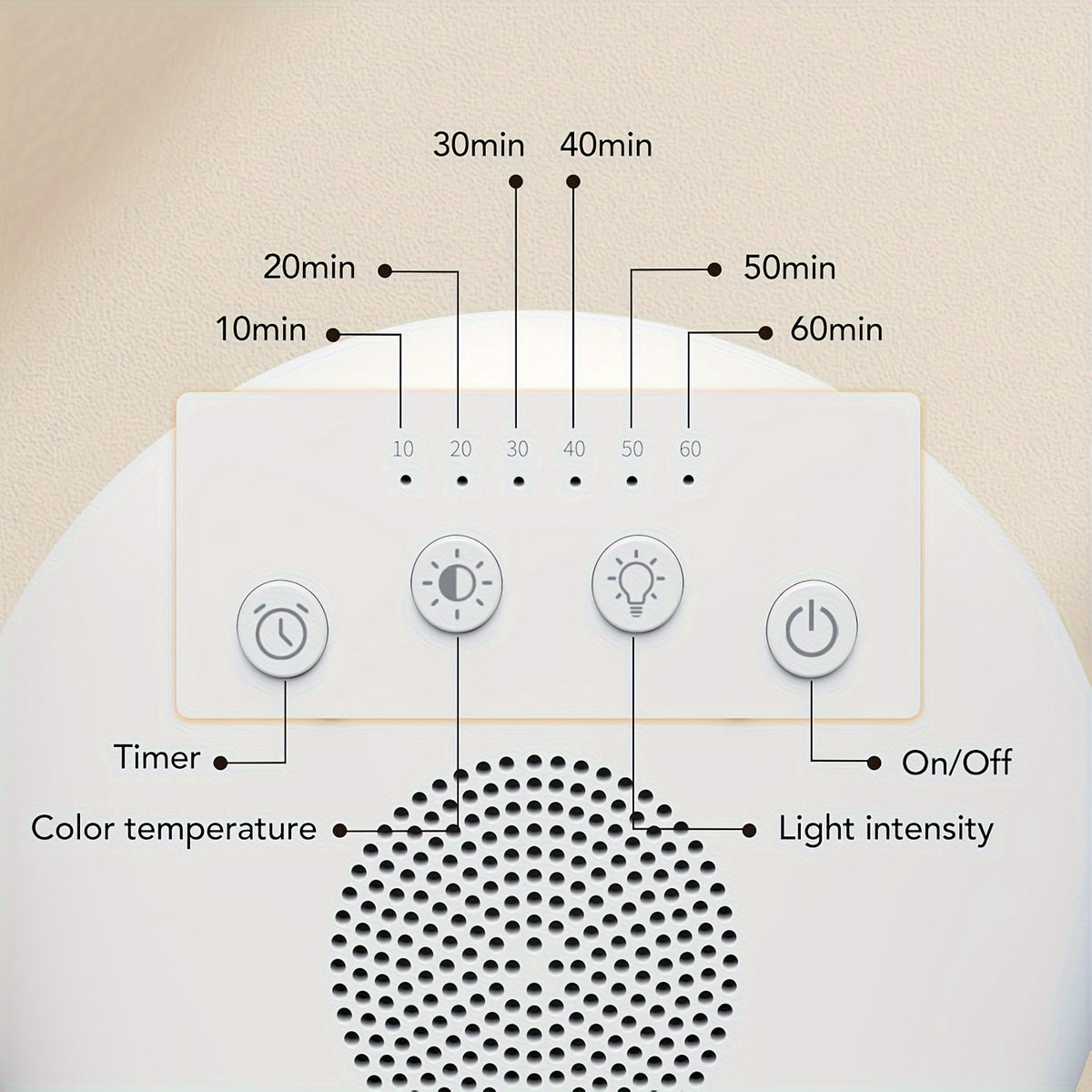 Lampe de bureau luminothérapie compacte blanche à port USB-C