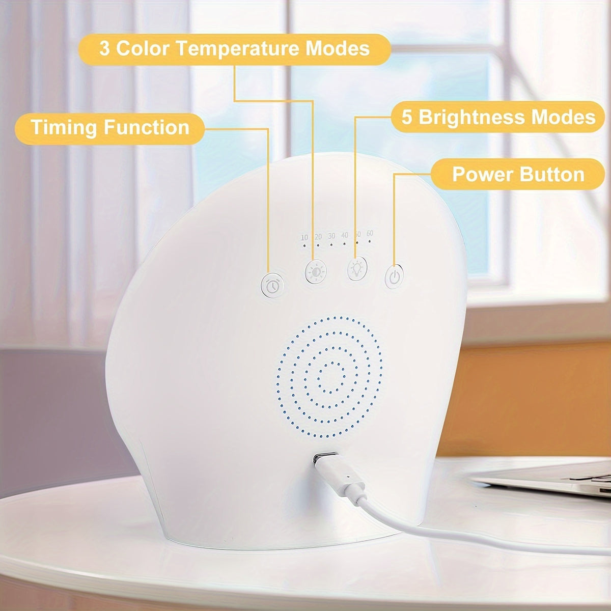 Lampe de bureau luminothérapie galet LED blanc 10 000 lux