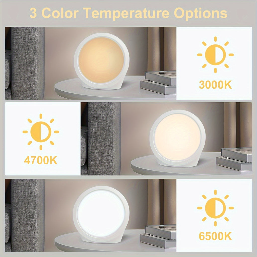 Lampe de bureau luminothérapie galet LED blanc 10 000 lux