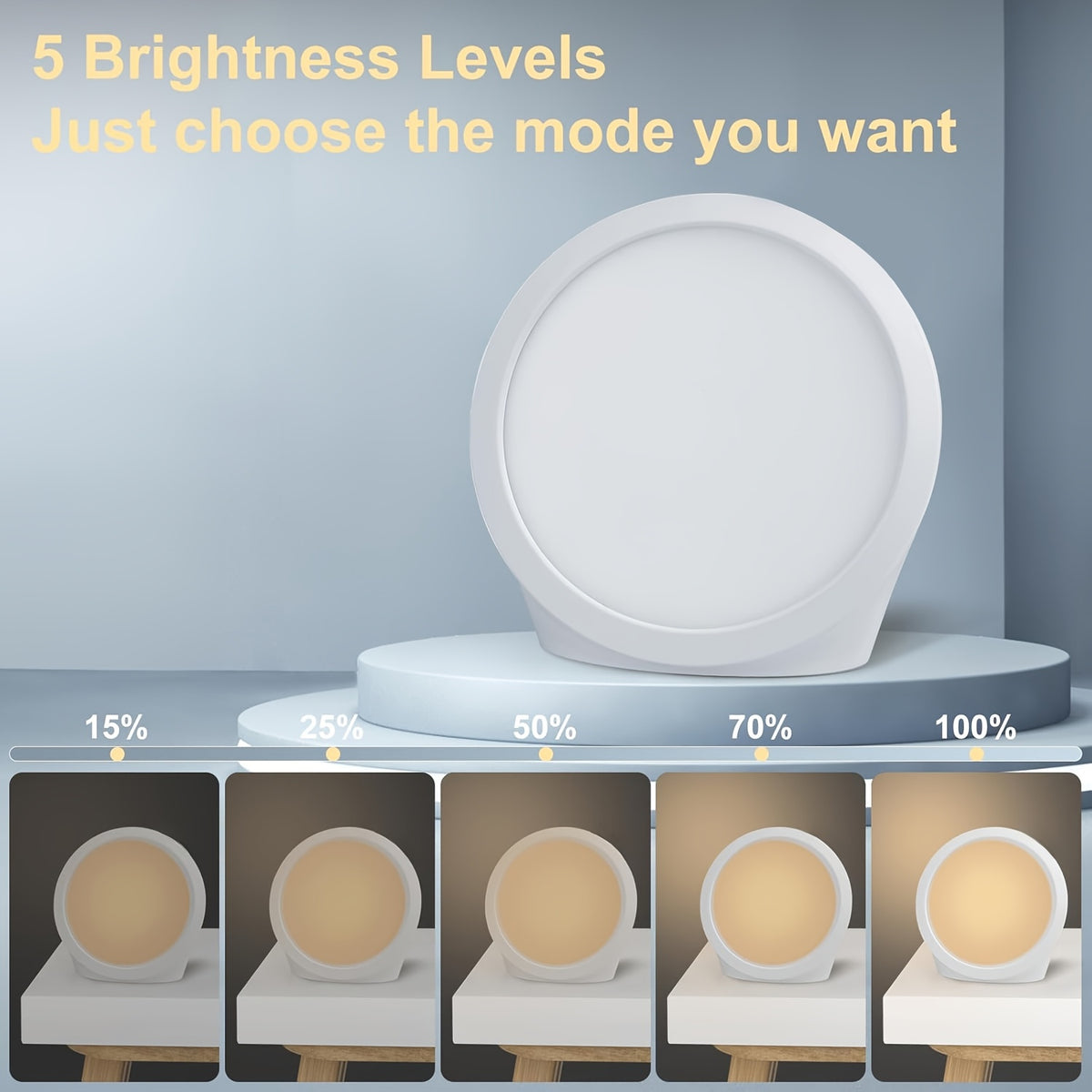 Lampe de bureau luminothérapie galet LED blanc 10 000 lux