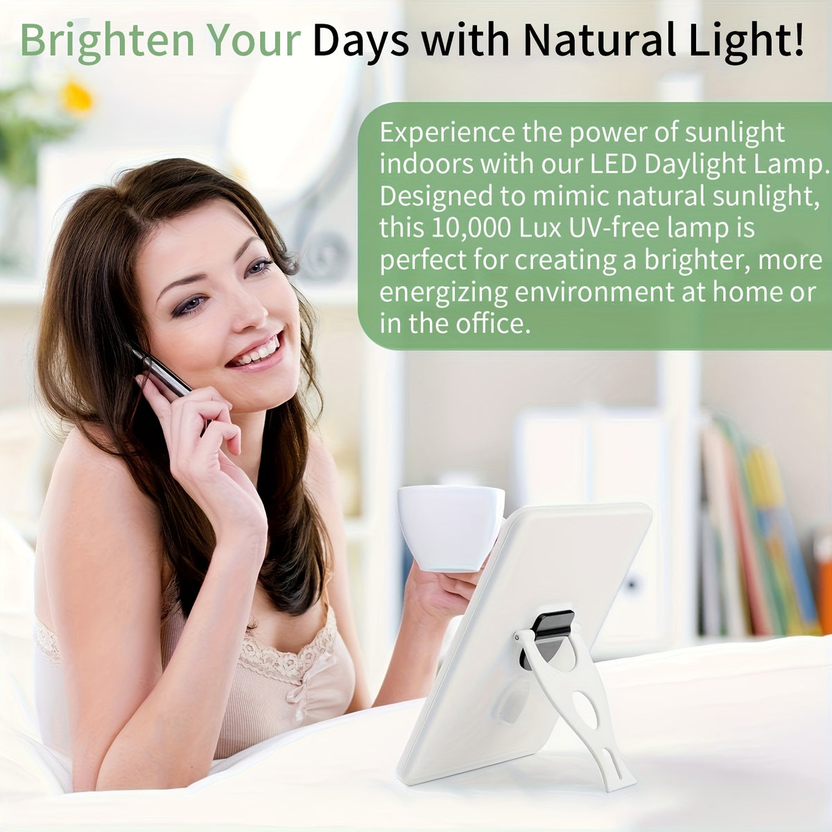 Lampe de bureau luminothérapie LED blanche 10 000 lux sans UV