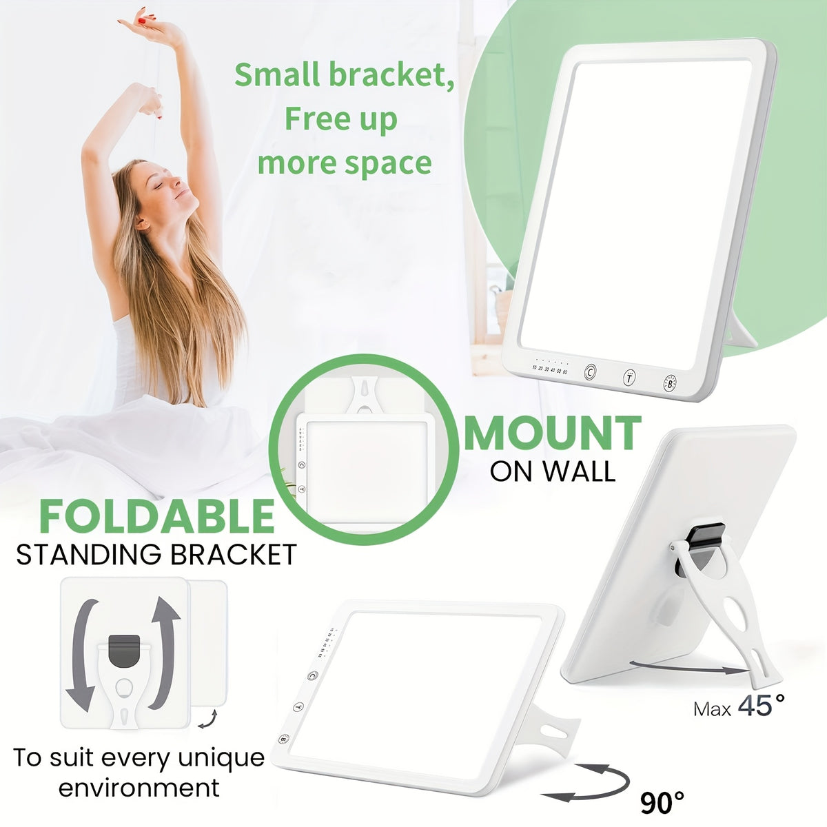 Lampe de bureau luminothérapie LED blanche 10 000 lux sans UV