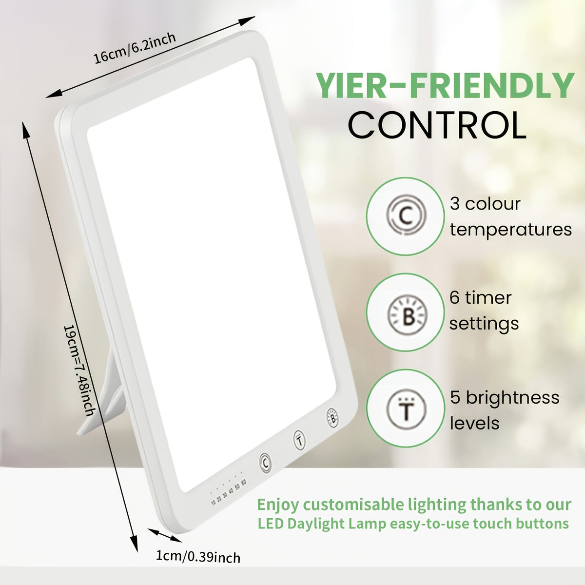 Lampe de bureau luminothérapie LED blanche 10 000 lux sans UV