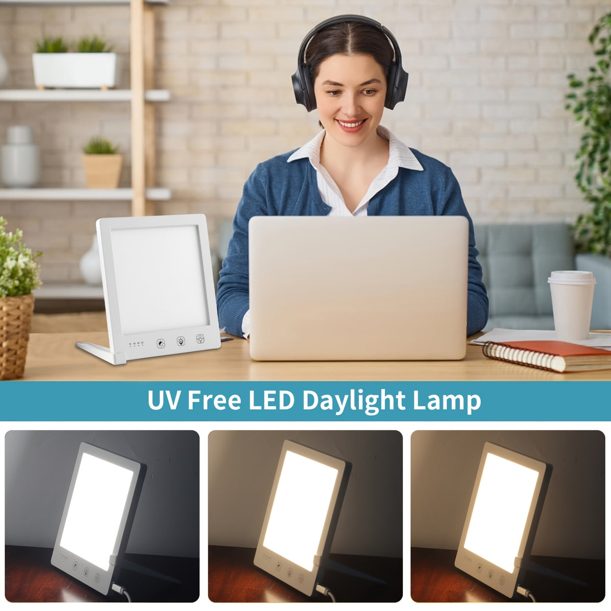 Lampe de bureau luminothérapie LED tactile blanche à mémoire