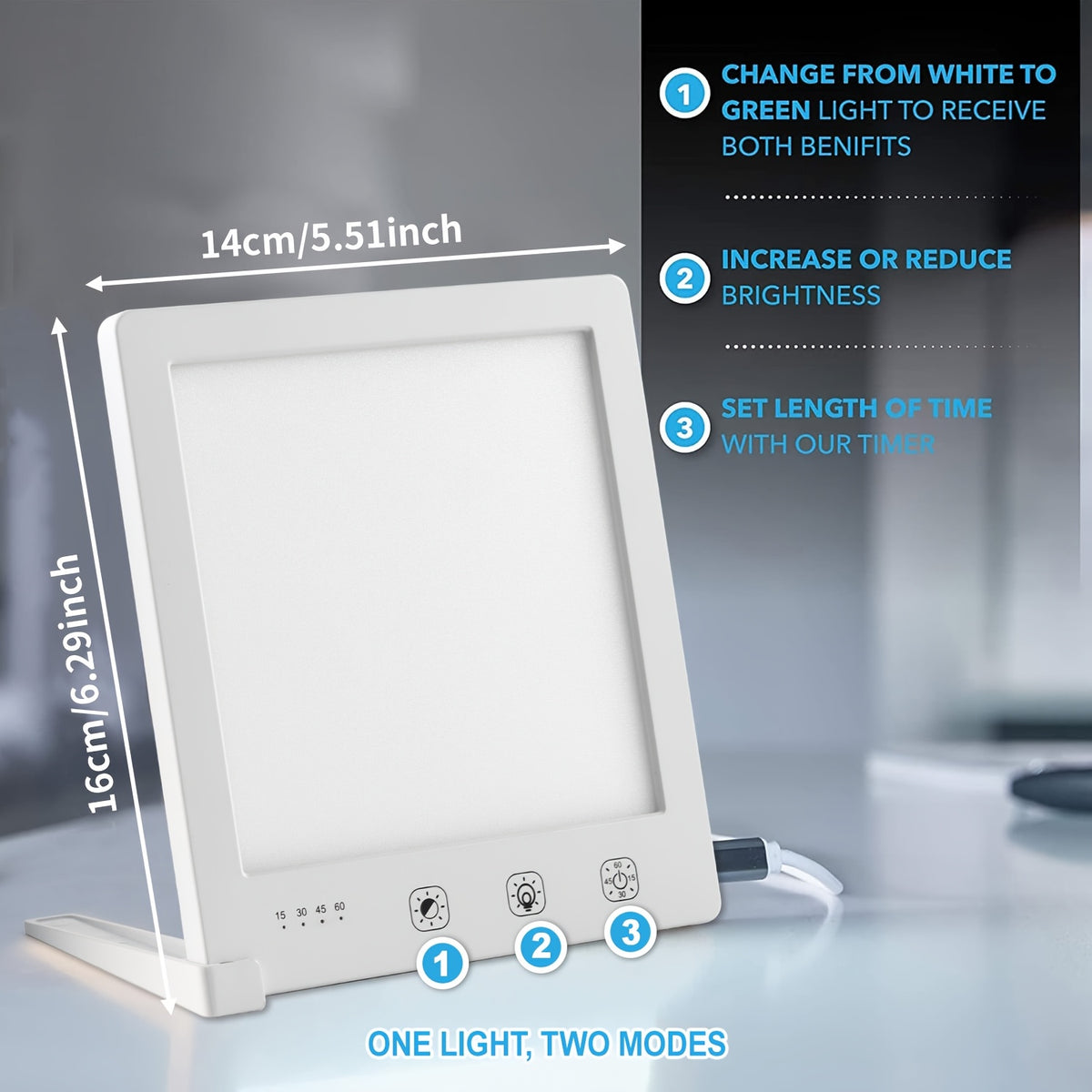 Lampe de bureau luminothérapie LED tactile blanche à mémoire