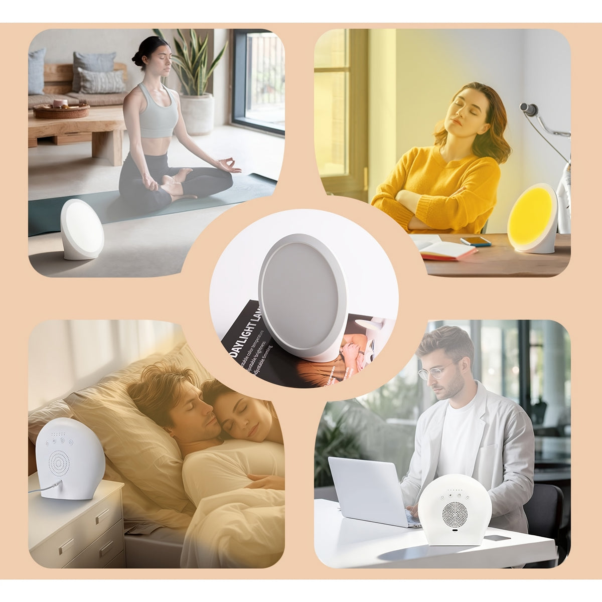 Lampe de bureau luminothérapie LED ronde 10 000 lux sans UV