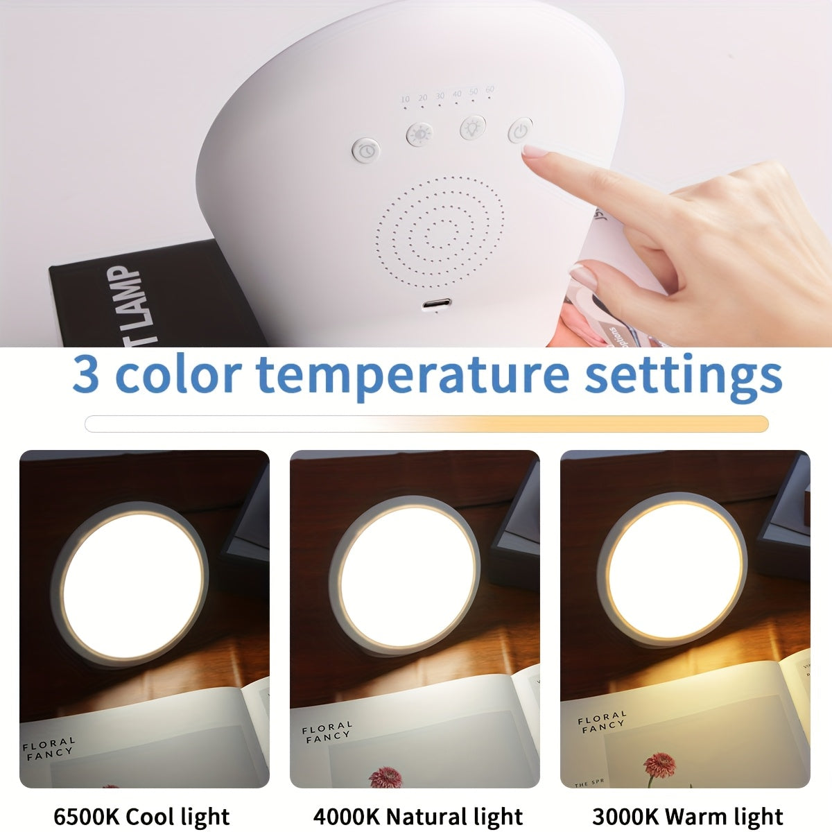 Lampe de bureau luminothérapie LED ronde 10 000 lux sans UV