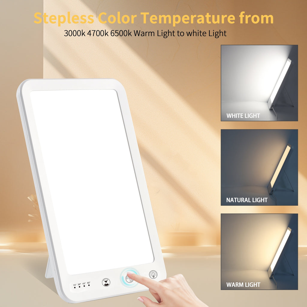 Lampe de bureau luminothérapie sans UV 10 000 lux avec support