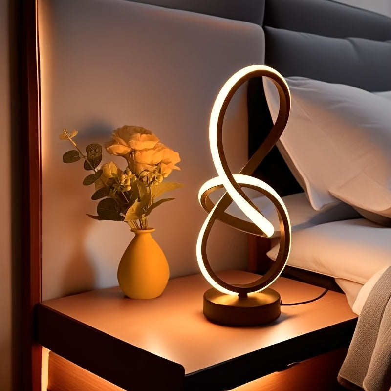 Lampe de bureau nœud LED noire ou blanche, trois teintes
