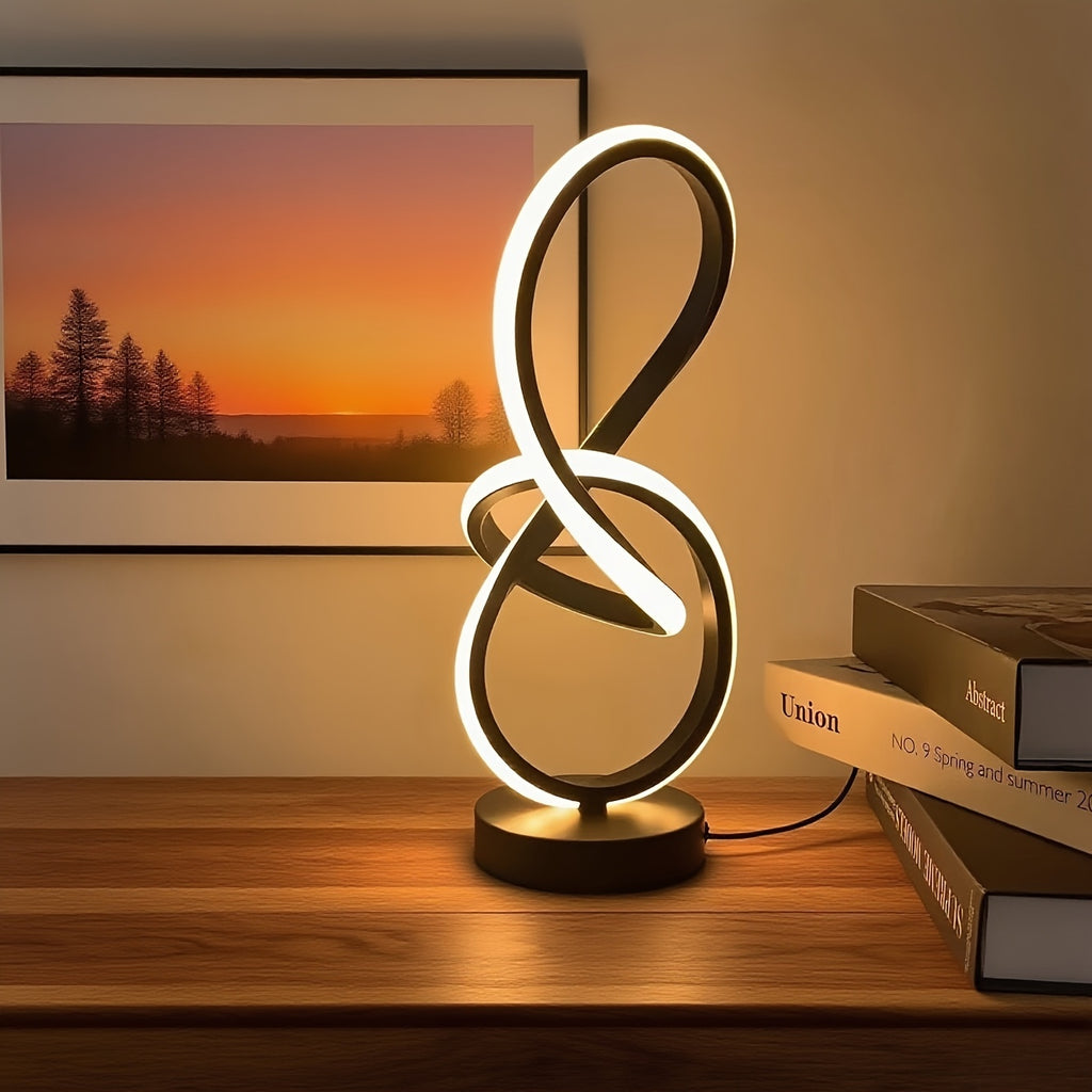 Lampe de bureau nœud LED noire ou blanche, trois teintes