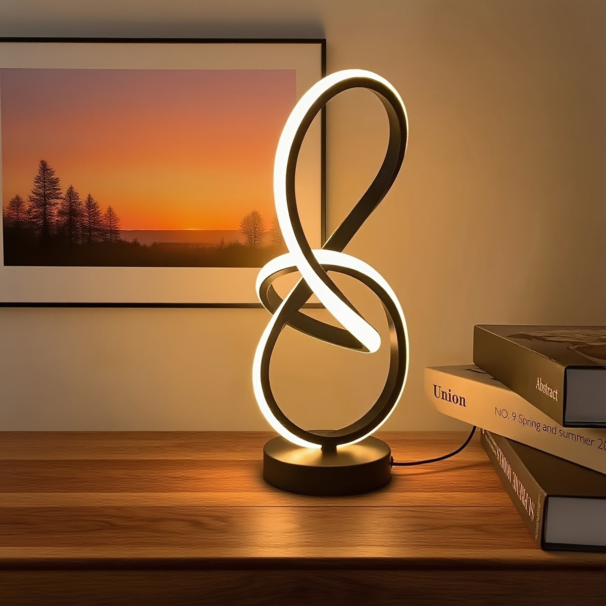 Lampe de bureau nœud LED noire ou blanche, trois teintes