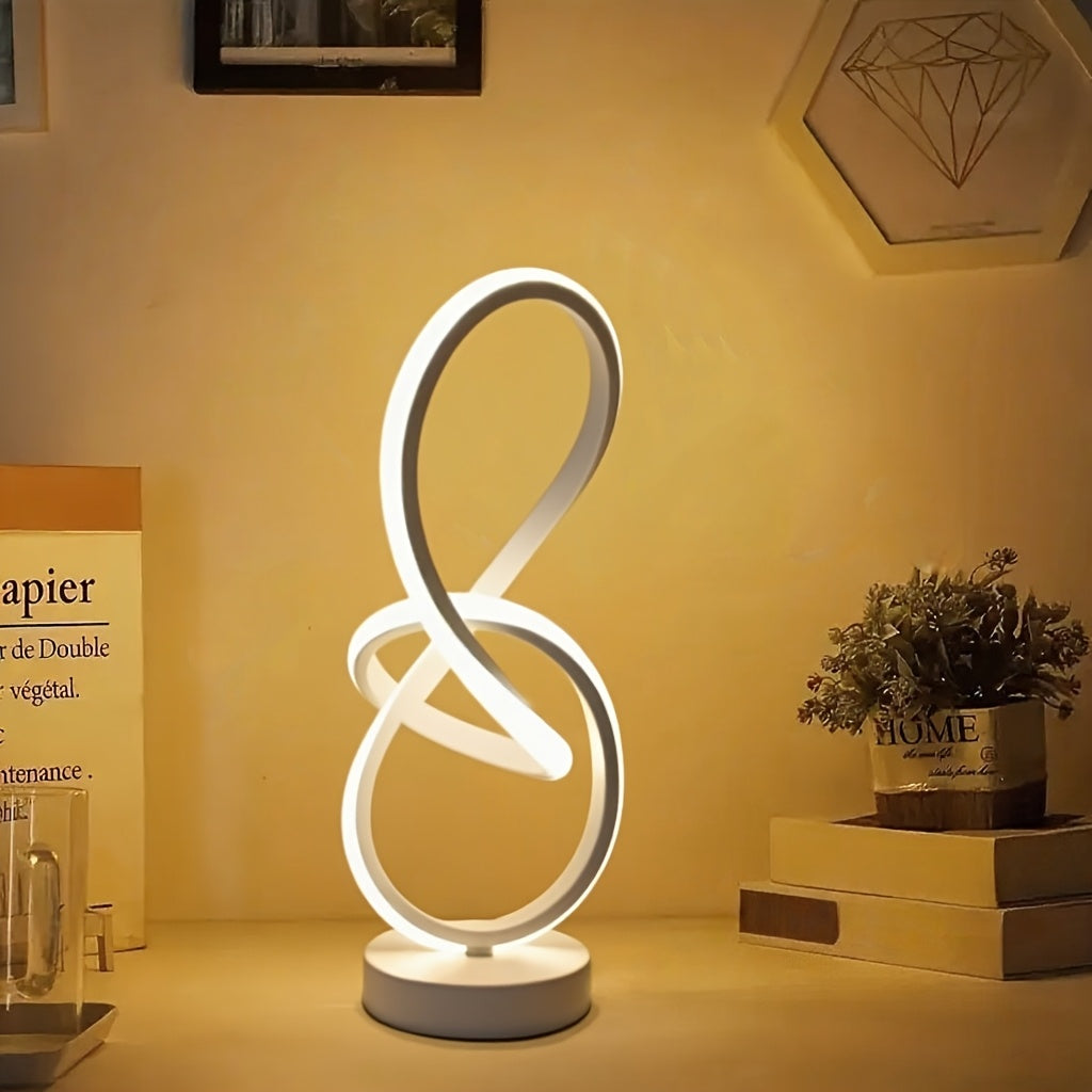 Lampe de bureau nœud LED noire ou blanche, trois teintes
