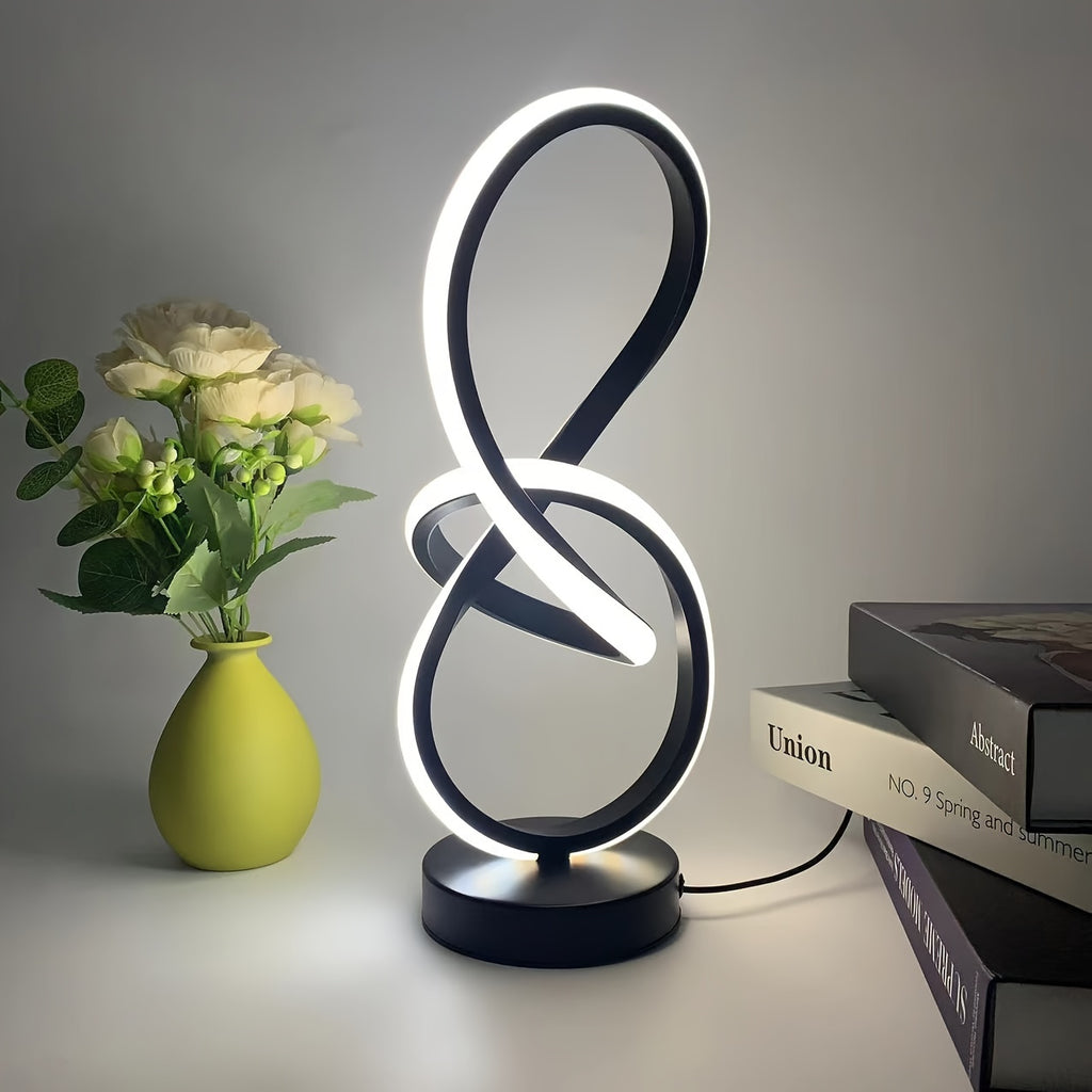 Lampe de bureau nœud LED noire ou blanche, trois teintes