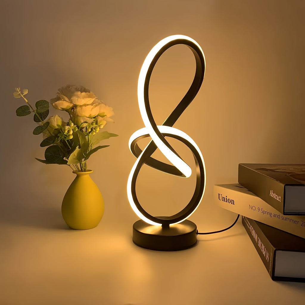 Lampe de bureau nœud LED noire ou blanche, trois teintes