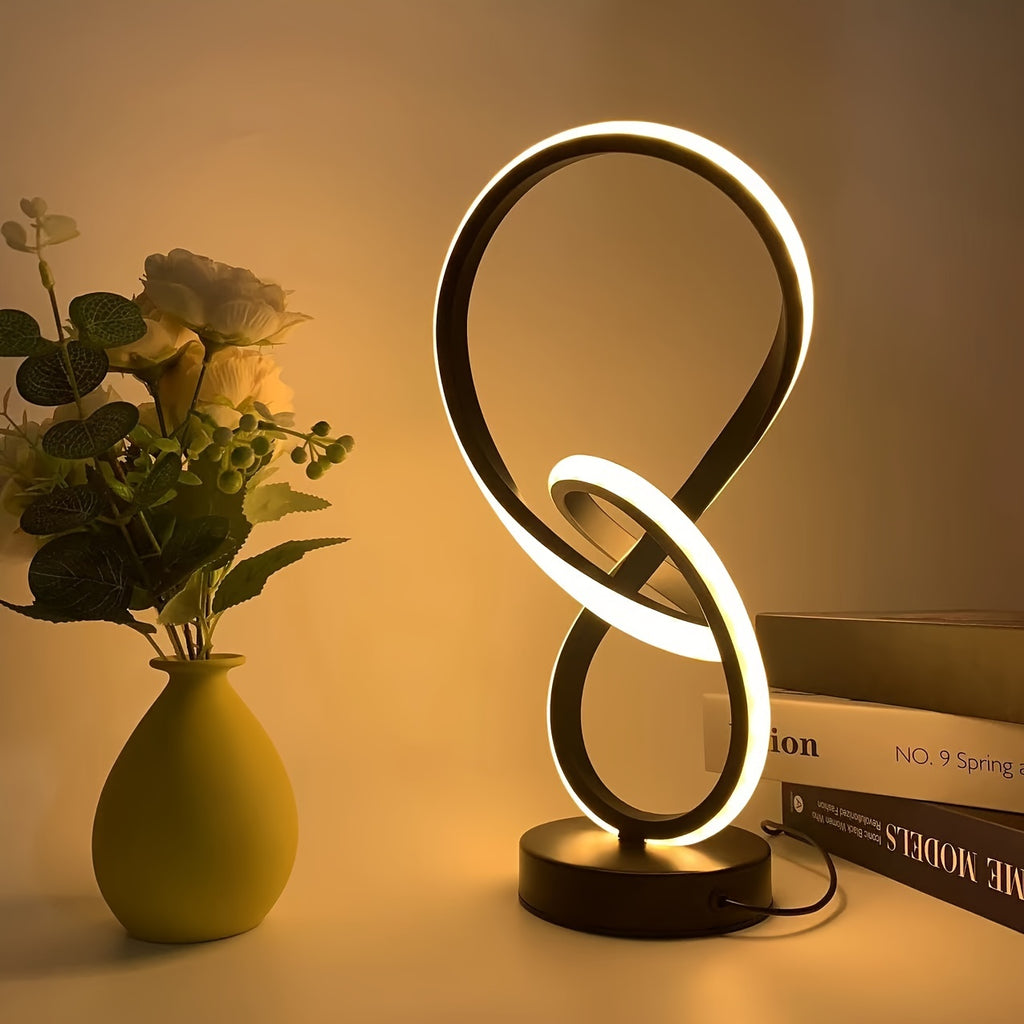 Lampe de bureau nœud LED noire ou blanche, trois teintes