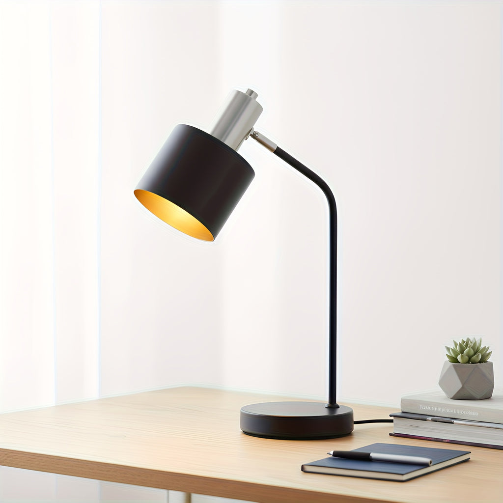 Lampe de bureau noire, abat-jour amovible et douille E27