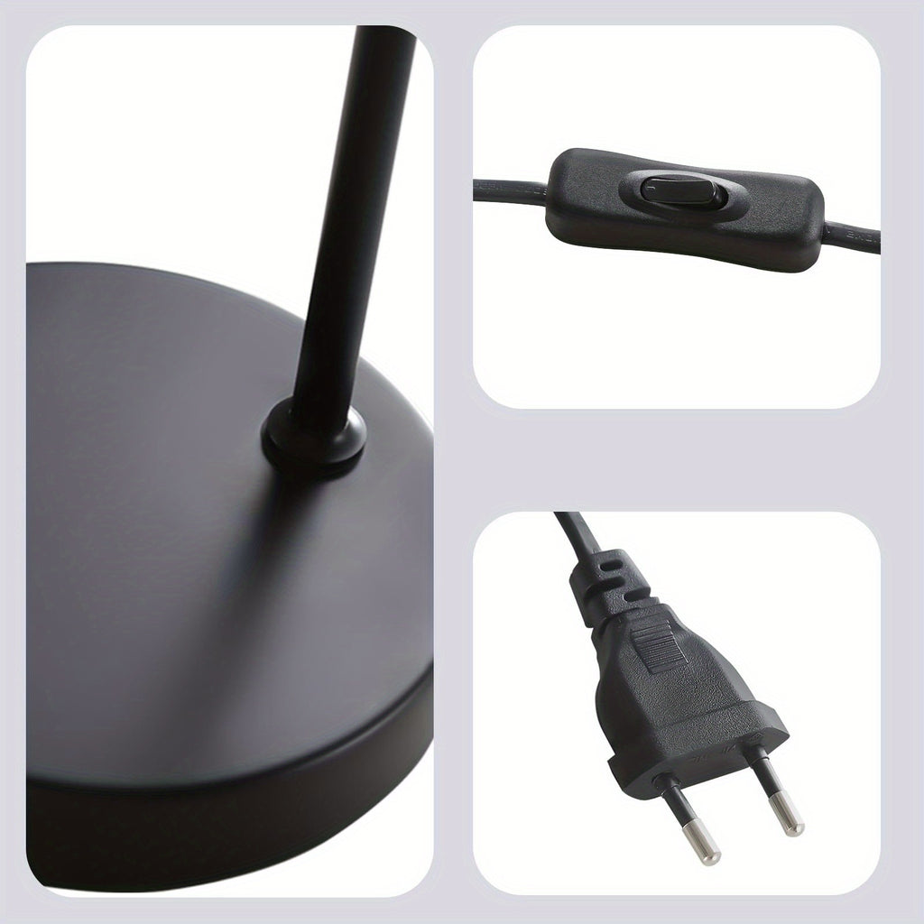 Lampe de bureau noire, abat-jour amovible et douille E27