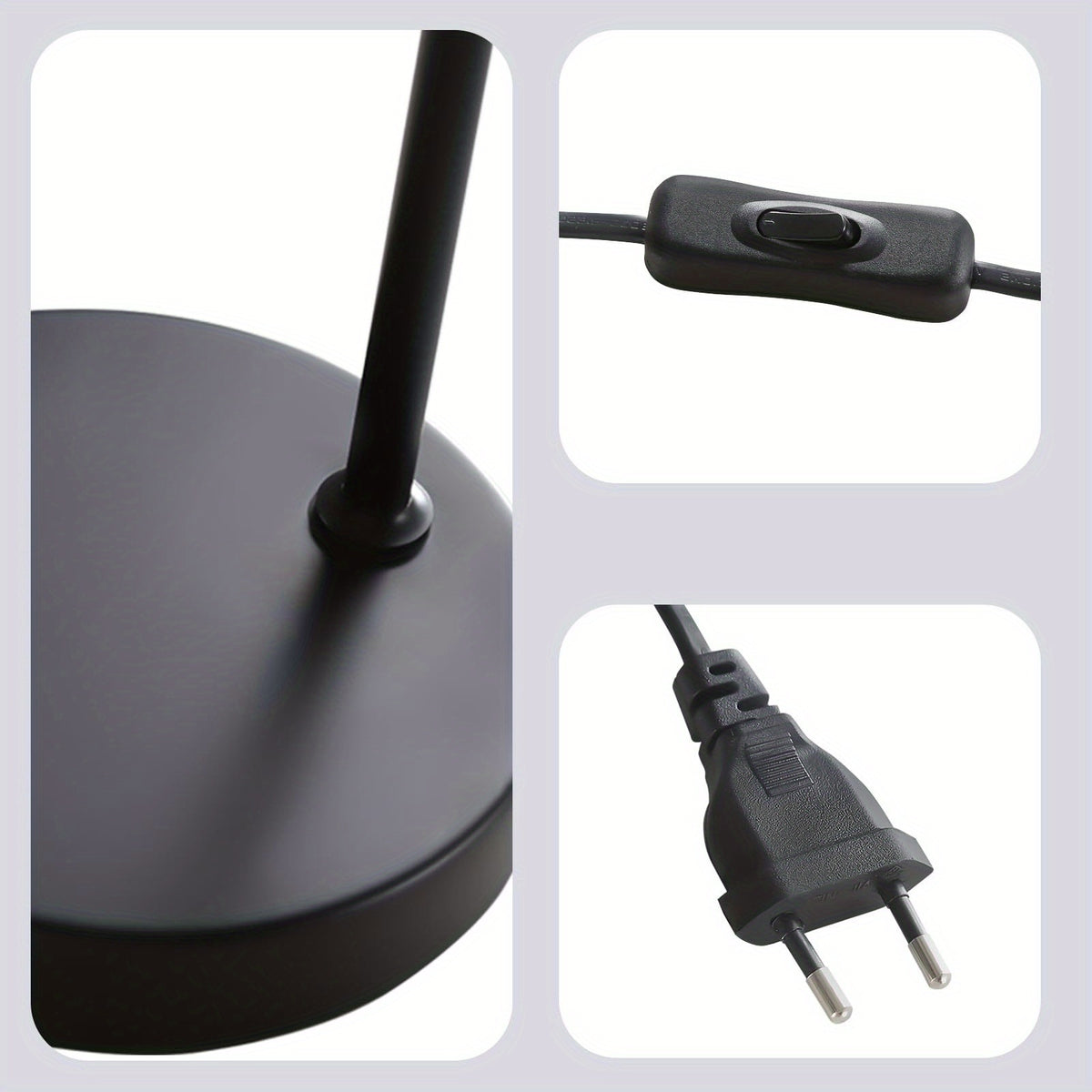Lampe de bureau noire, abat-jour amovible et douille E27