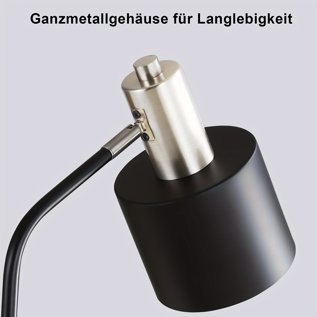 Lampe de bureau noire, abat-jour amovible et douille E27