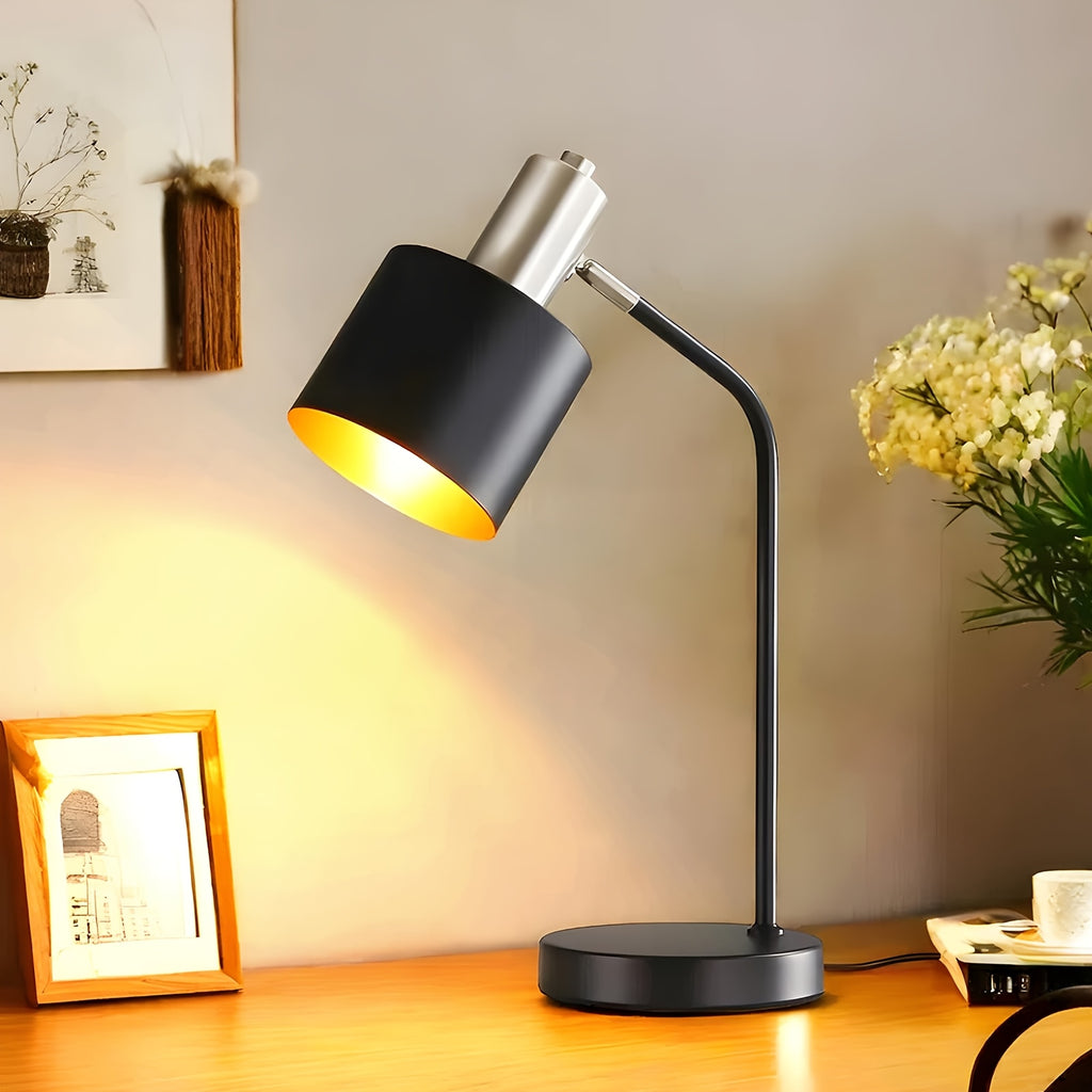 Lampe de bureau noire, tête pivotante à 350°, douille E27