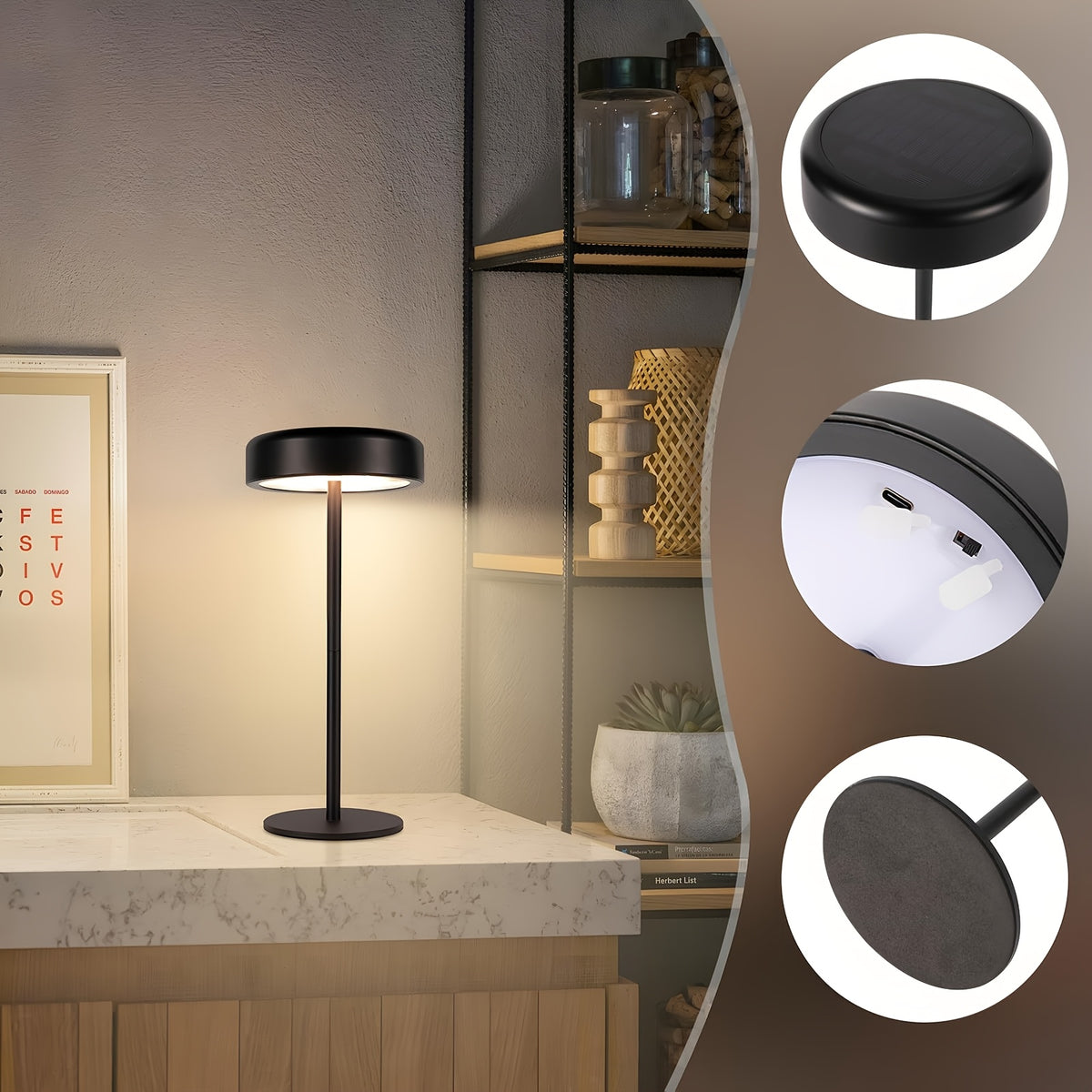 Lampe de bureau nomade tactile à trois blancs de 30,6 cm