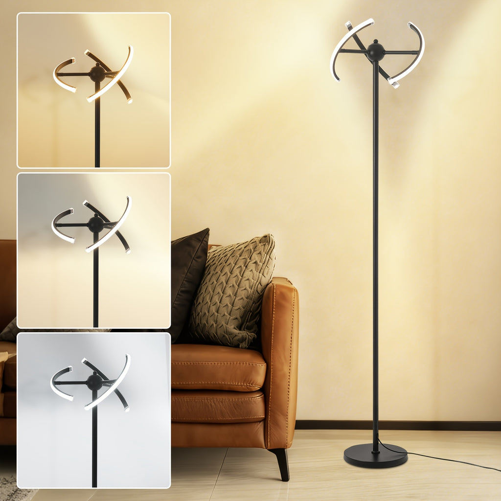 Lampe de bureau sur pied à trois bandes modelables, 160 cm