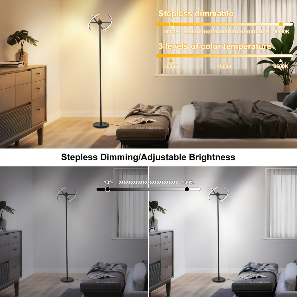 Lampe de bureau sur pied à trois bandes modelables, 160 cm