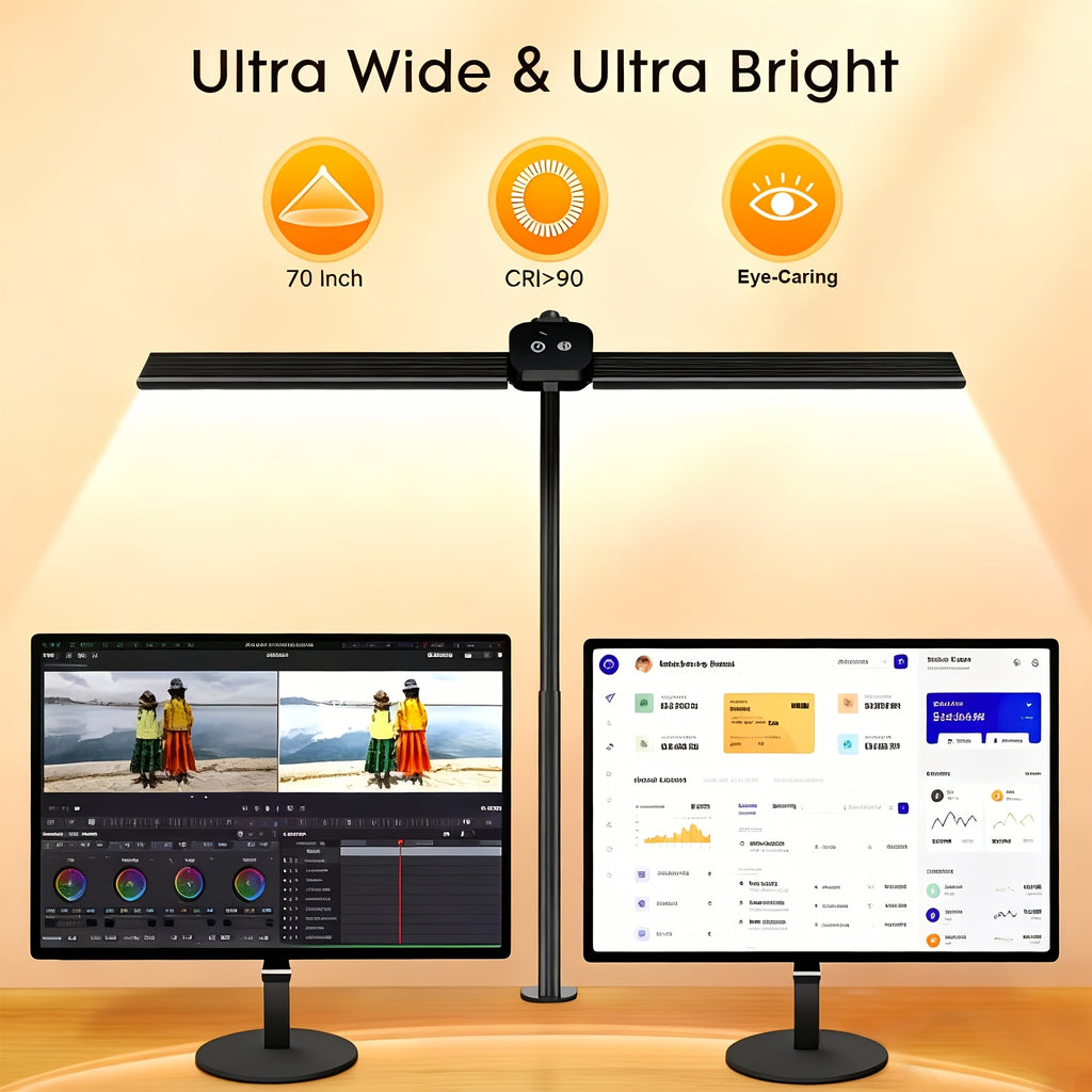 Lampe de bureau à pince, double tête de 60,5 cm, 13 W LED
