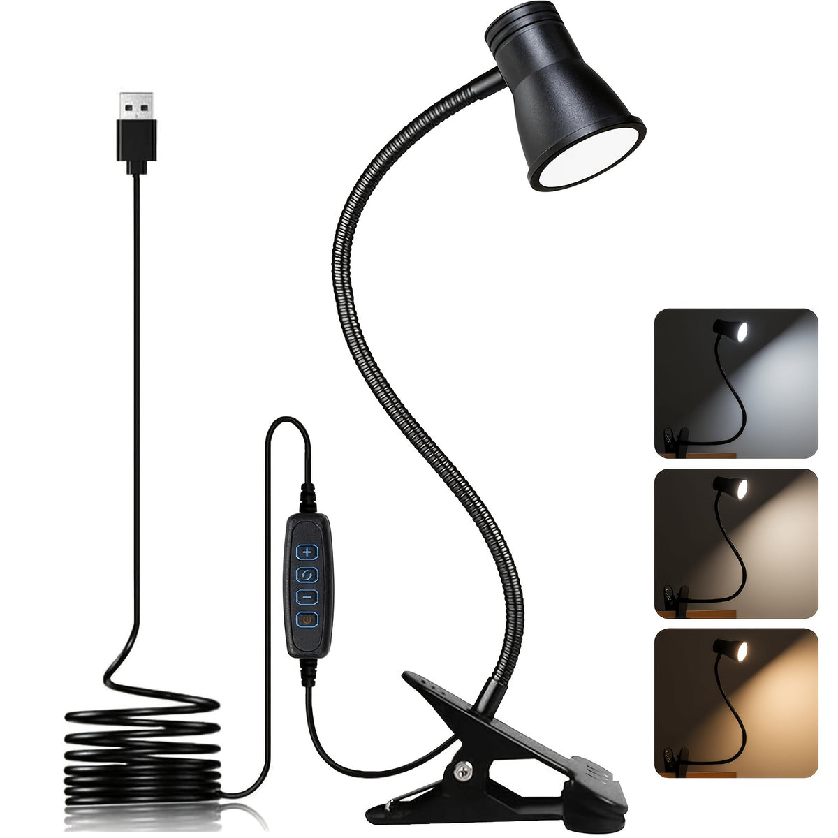 Lampe de bureau à clip en forme de trompette noire Image