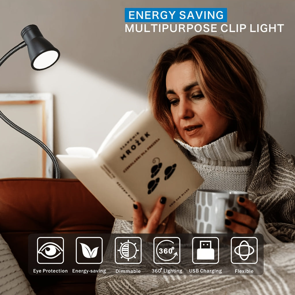 Lampe de bureau à pince, tête trompette et col de 38,5 cm
