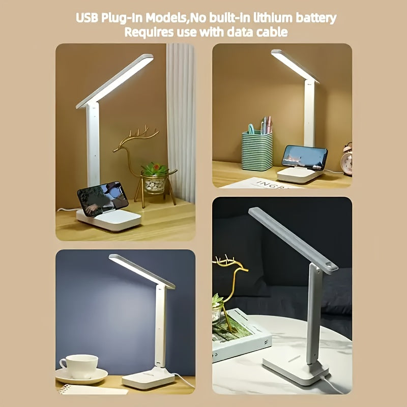 Lampe de bureau pliante avec support de téléphone intégré