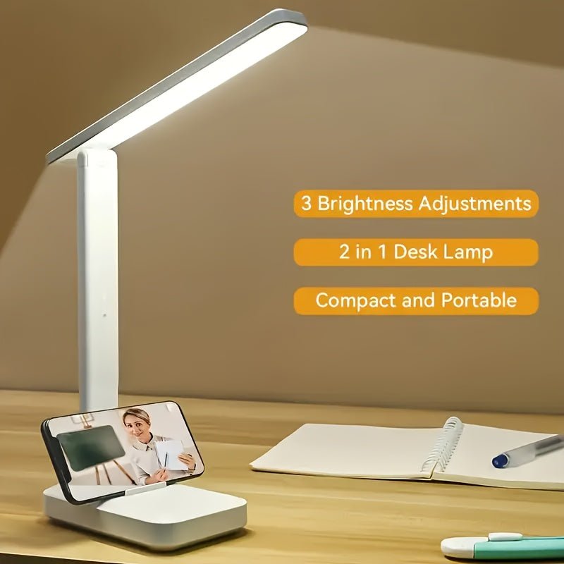 Lampe de bureau pliante avec support de téléphone intégré