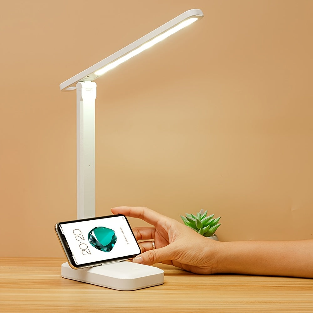 Lampe de bureau pliante avec support de téléphone intégré